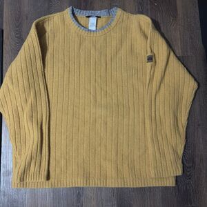 Men’s Vintage The North Face 100% Wool Sweater Mustard Yellow Pullover Size XL